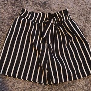 Black and white striped shorts